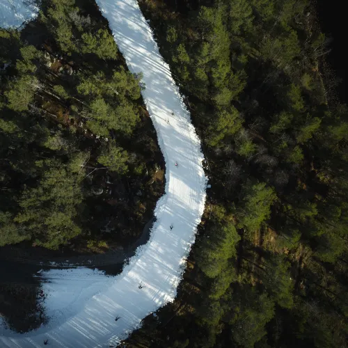 Drone stadion skiløyper og skog