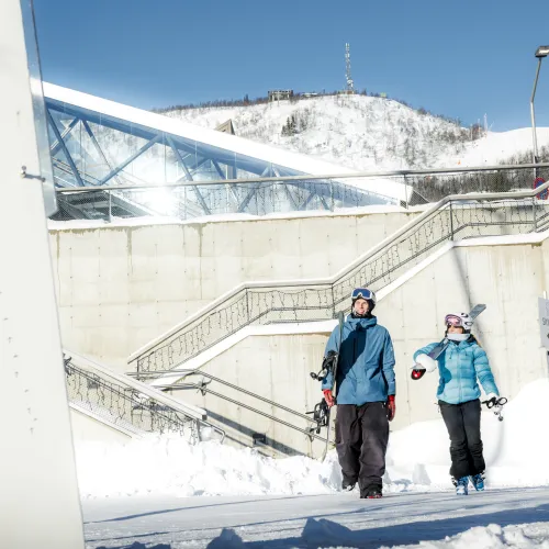 I Geilo sentrum finnes det mange trapper, også rett fra alpinbakker.