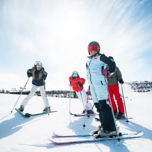 Family skiing