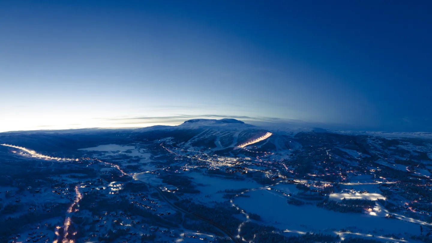 Blåtime over Geilo drone bilde